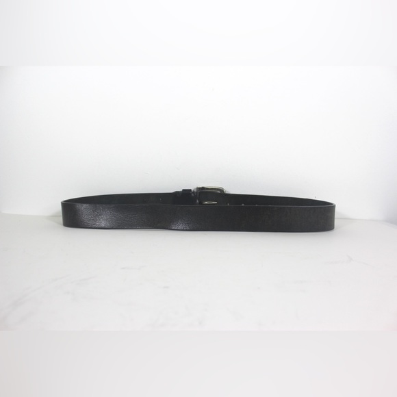 Vintage Distressed Thick Soft Charcoal Grey Leather Belt with Silver Buckle - Picture 8 of 9